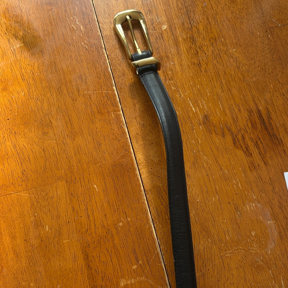 Coach Black Leather Belt with Gold-Tone Buckle